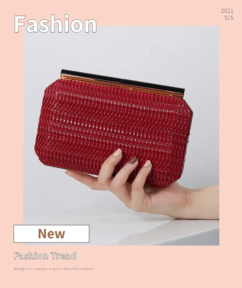 Rote Rattantasche für Damen Taschen Gewebte Clutch 2024 Strohgeldbörsen Umhängetasche Schultertasche Telefon Geldbörse Vintage Handtasche 240820_voghion.com