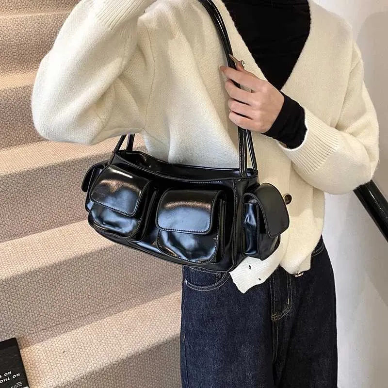 LEFTSIDE Petit sac à bandoulière en cuir PU à double poche pour sous-vêtements 2024 Y2K Nouveau sac à main et portefeuille pour femme Y241216_voghion.com