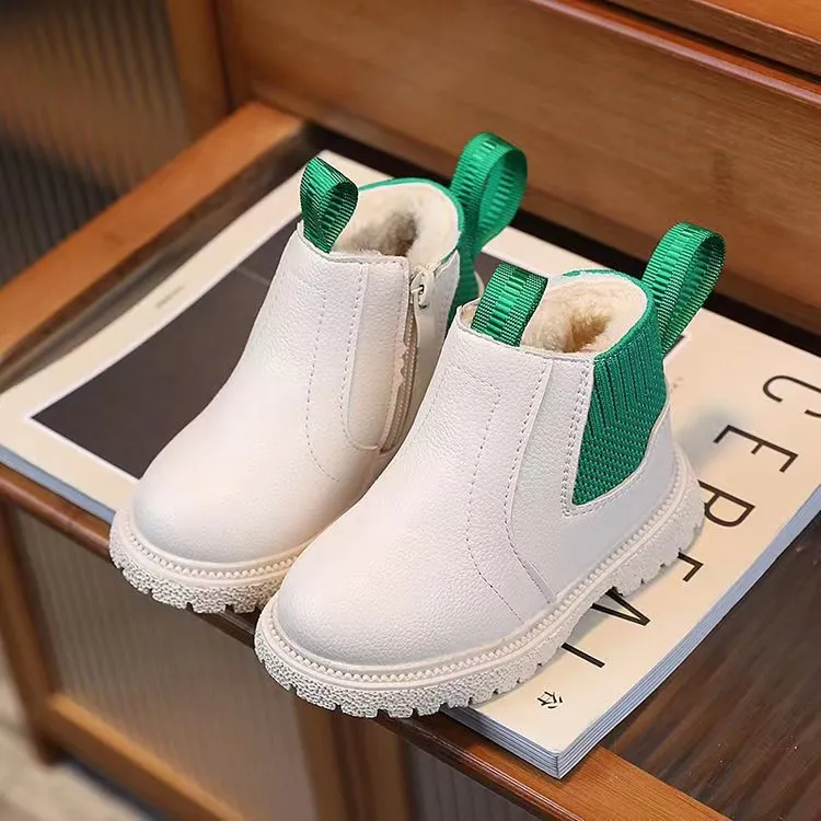 Kleinkind Winter Neue Kinder Dicke Warme Seite Zipper PU Leder Wasserdicht Kinder Schnee Stiefel Littlesprouts Jungen_voghion.com