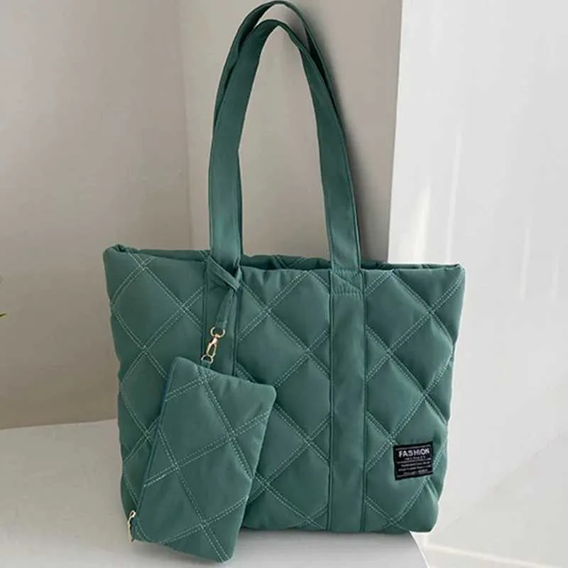 Sac à main pour femme automne/hiver mode losange espace coton costume sac à bandoulière grande capacité couleur unie tout-assorti_voghion.com