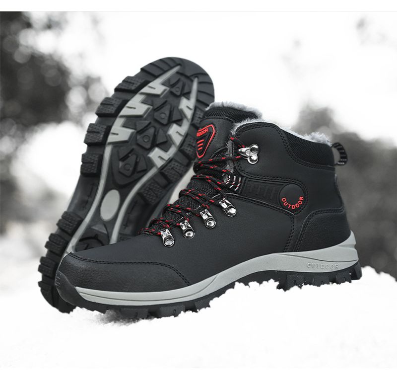 Herrenschuhe mit Fleece verdickt warme Schneestiefel Outdoor Herren High Top Nordost Baumwollschuhe_voghion.com