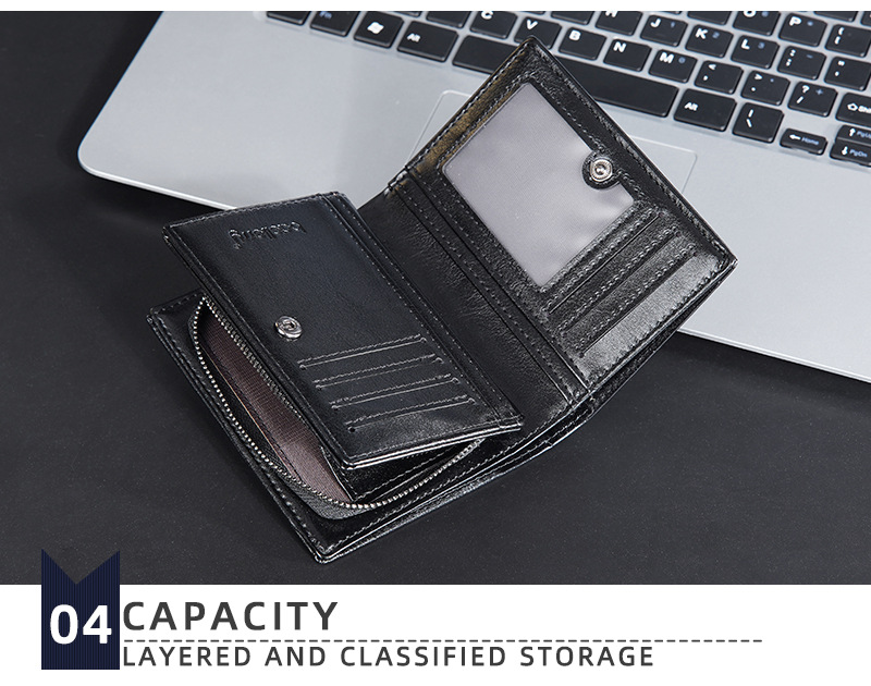 New men's short wallet baellerry multi-card slot zipper wallet retro vertical style wallet men_voghion.com