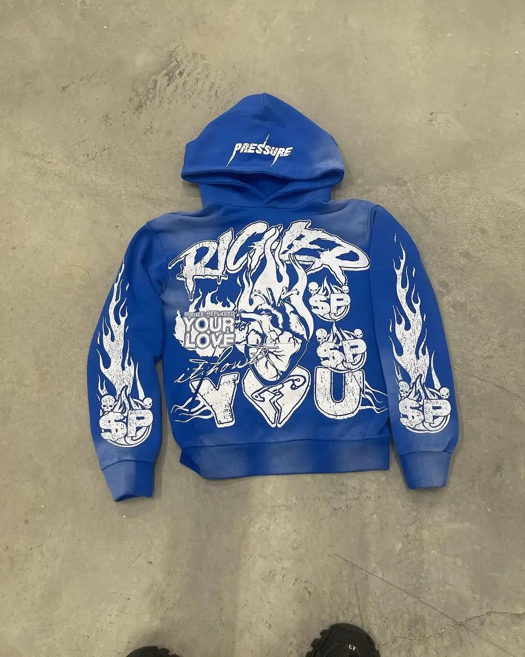 Amerikan Grafik Baskılı Kapşonlu Sweatshirt Peluş Kazak Haruku Vintage Y2K Sokak Giyimi Sokak Eşofman Takımı Erkek_voghion.com