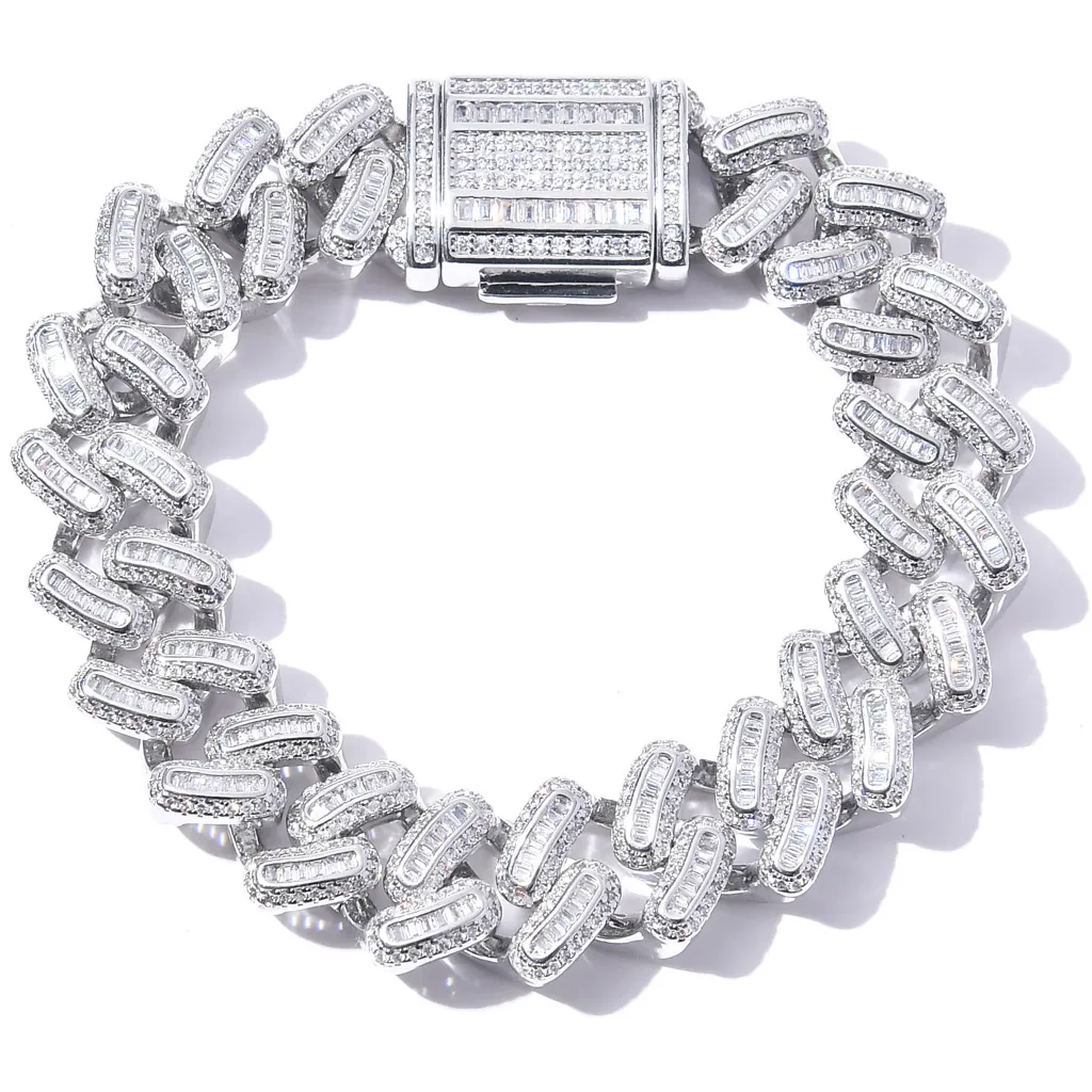 Bracciale cuban link hip hop con zirconi per uomo color argento_voghion.com