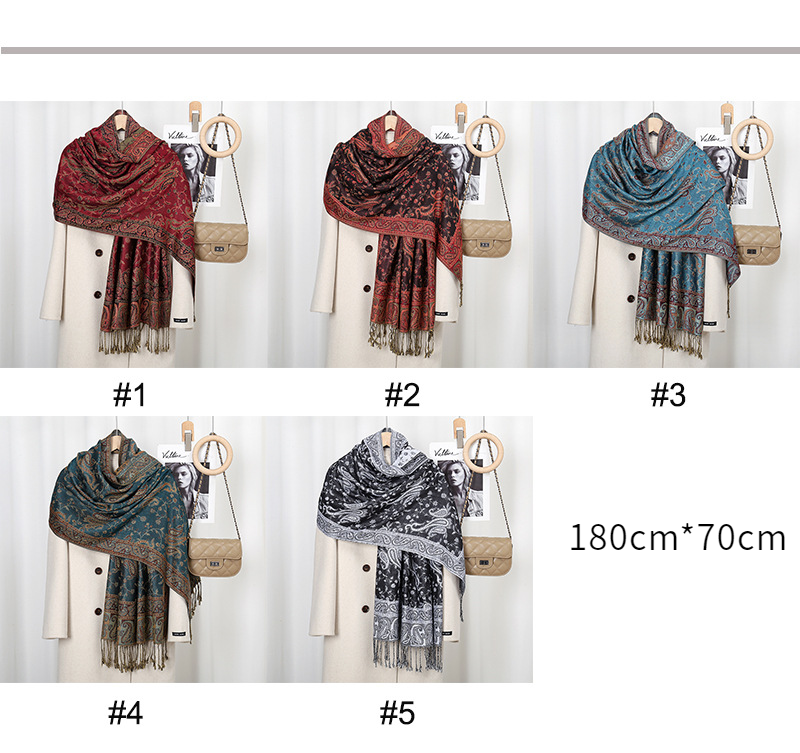 Klassischer ethnischer Stil, beliebter Cashew-Druck, hängende Bartquaste, langer Damen-Stickschal, eleganter Schal zum Ausgehen_voghion.com
