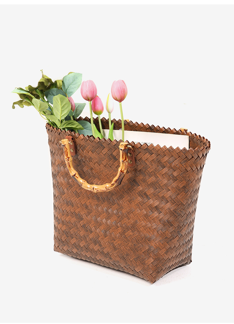 Neue Retro tragbare große Kapazität Totes vielseitige handgemachte Stroh Tasche Seide Schal gewebt Tasche_voghion.com