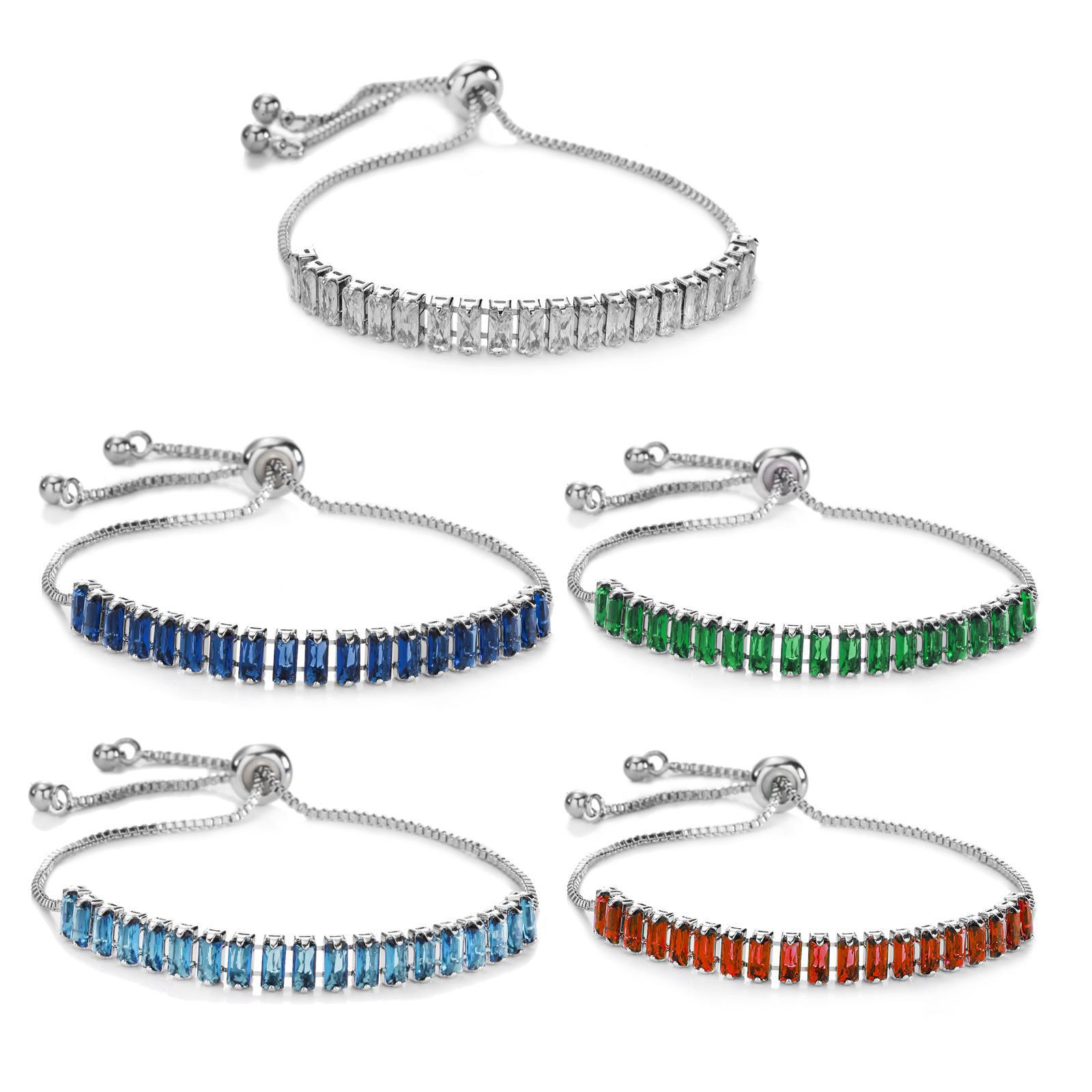 Hip Hop Single Row Full Diamond Tennis Chain Copper Set Rectangular Zircon 2.5 * 5 Bracelet Fashion Brand Jewelry_voghion.com