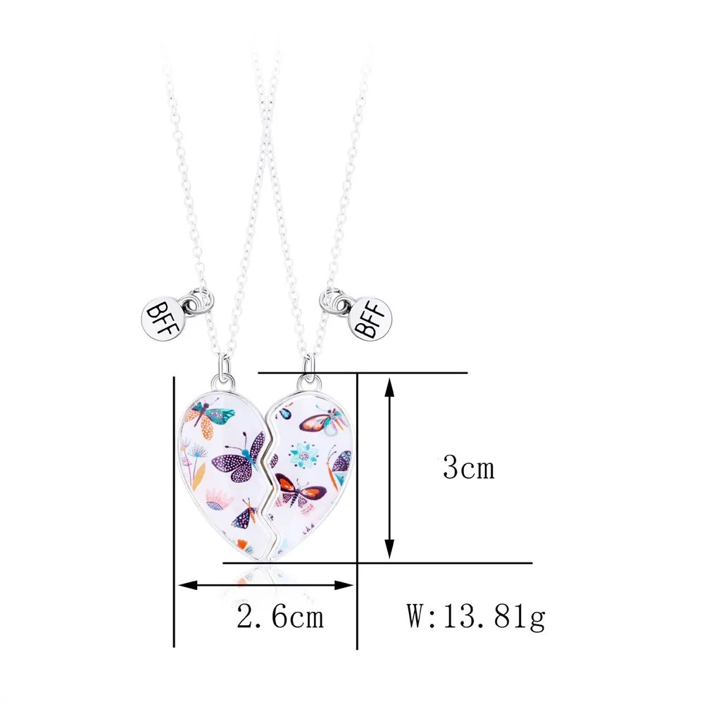 Collane con ciondolo Collana magnetica a forma di cuore alla moda per bambine e ragazze Catena con clavicola rotta alla moda coreana BFF Friends_voghion.com