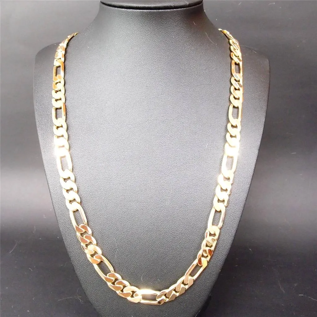 Nuova collana da uomo con catena a maglie larghe, pesante 94 g, 12 mm, riempita in oro giallo massiccio_voghion.com