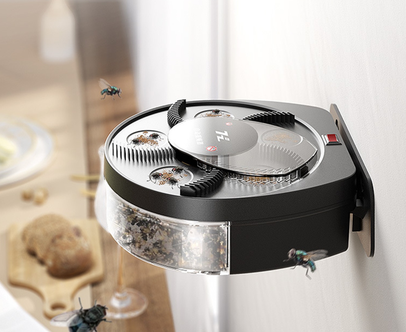 Automatic Fan Blade Wireless Fly Killer Indoor Wall-mounted Silent Fly Repellent_voghion.com