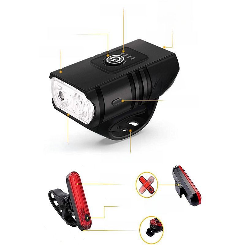 Phares de vélo de nuit à chargement USB [2 perles de lampe] Lumières de vélo réglables de près et de loin 2021 Nouveau_voghion.com