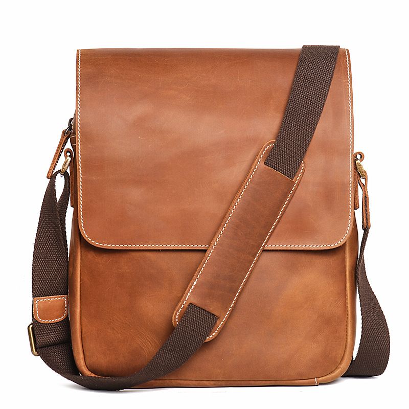 Neue handgefertigte Umhänget aus Leder für Herren, Umhänget, Crazy Horse Leder, Retro-Mode, Rindsleder,_voghion.com
