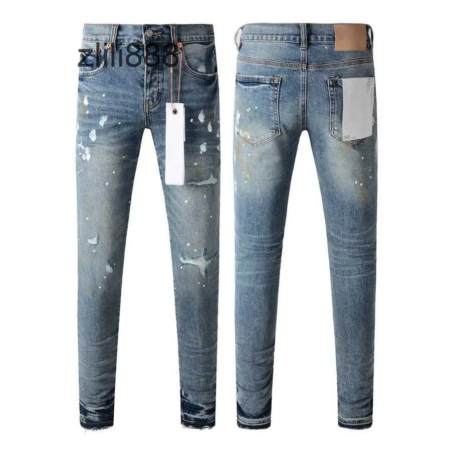 High street Purple jeans Men blue do vintage top quality repair low elevation skinny hold denim trousers pants