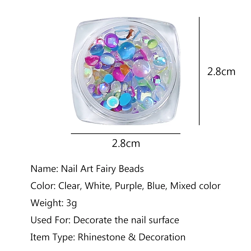 Arte Clavo Magic Color Mermaid Round Glass Crystal Bead Used for Nail Art Microbeads 3D Flat Back Nail Art Decoration Accessory_voghion.com