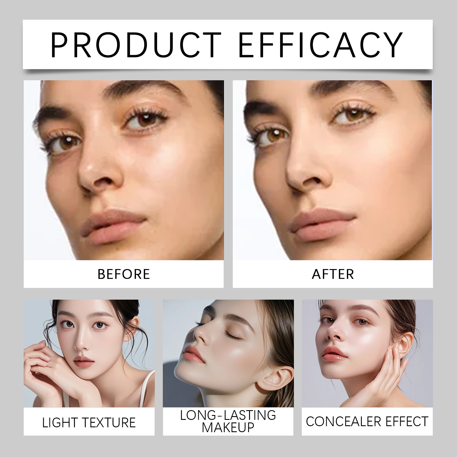 EELHOE Mushroom Cushion Foundation Hydratační plné krytí Nekomedogenní Lehká přírodní úprava Snadná aplikace_voghion.com