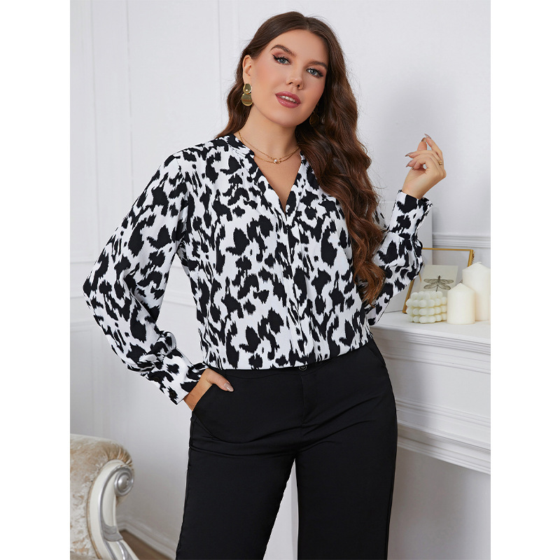 Women's temperament large size fashion niche retro style loose leopard print lining_voghion.com