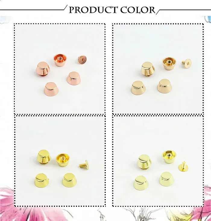 20 set di borse in pelle di alta qualità in metallo color oro rosa con fondo protettivo per piedini, chiodi, cintura, bottone a vite_voghion.com