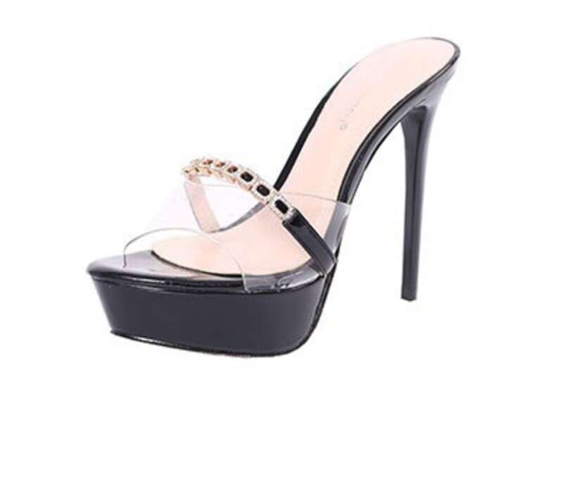 Sandales à talons hauts décontractées à la mode, nouvelles chaussures d'été sexy à strass avec des chaussures imperméables_voghion.com