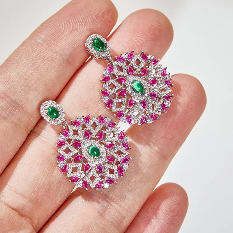 Orecchini pendenti con fiori di cristallo alla moda, collana girocollo, gioielli da sposa, regalo_voghion.com