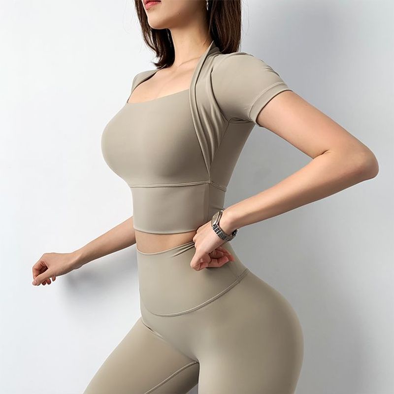 【Expédition en 48 heures】Mitaogirl T-shirt de sport pour femme avec bonnet fixe et châle de détection de nuages, pour le yoga et la course à pied_voghion.com