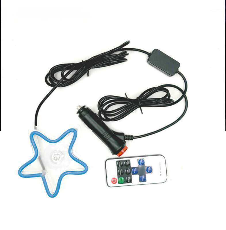 Car Windows, Neon Pentagram Interior Modification, Luminous LED Ambient Lights, DIY Cigarette Lighter Tray_voghion.com
