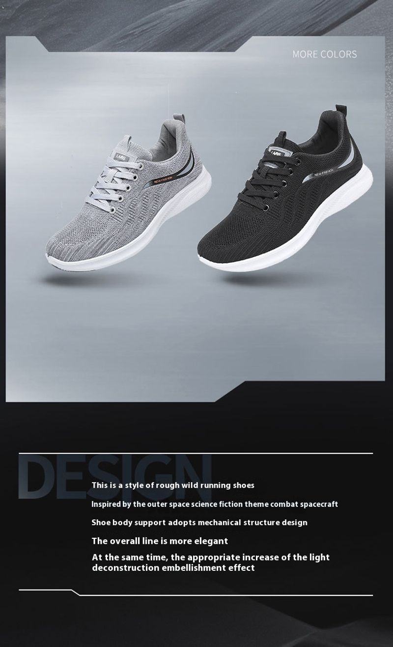 Scarpe da corsa casual versatili da uomo, estive, nuove, con suola spessa, in mesh traspirante, intrecciate, con motivo a mosca, marea_voghion.com