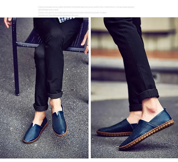 Grande taille 48 49 en cuir véritable plat hommes blanc doux espadrilles décontractées mâle confortable marche conduite chaussures mocassins mocassins_voghion.com