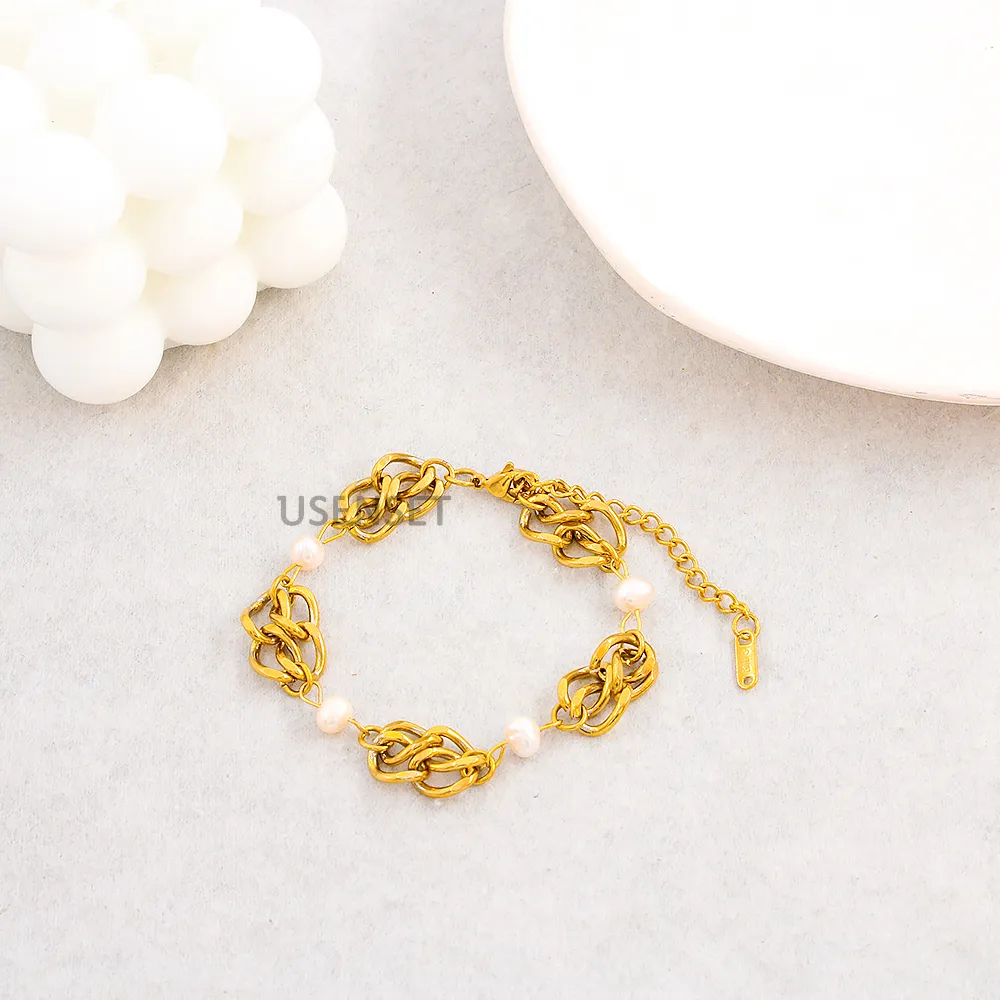 Catene Donna Uomo Perla Collana Cubana Moda Oro Colore Irregolare Unico Audacemente Acciaio Inossidabile Catena Gioielleria_voghion.com