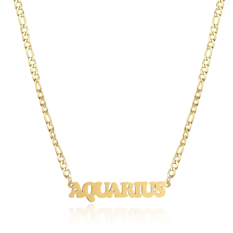 Collier pendentif en acier inoxydable Twee 12 constellations collier lettre ras du cou pour femmes hommes bijoux de cou usine_voghion.com