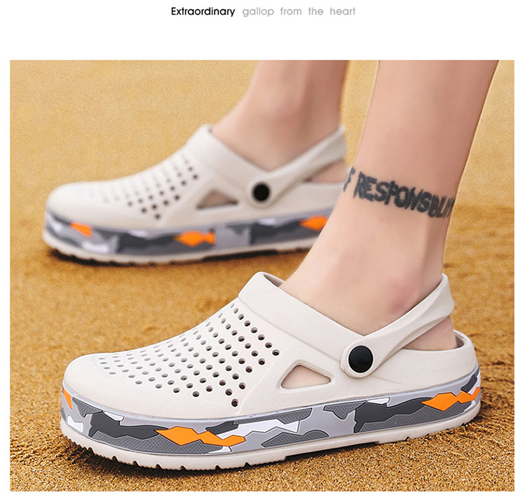 0916 Summer Beach Hole Fashion Trend Two Wear Men's Sandals Camo Shoes_voghion.com