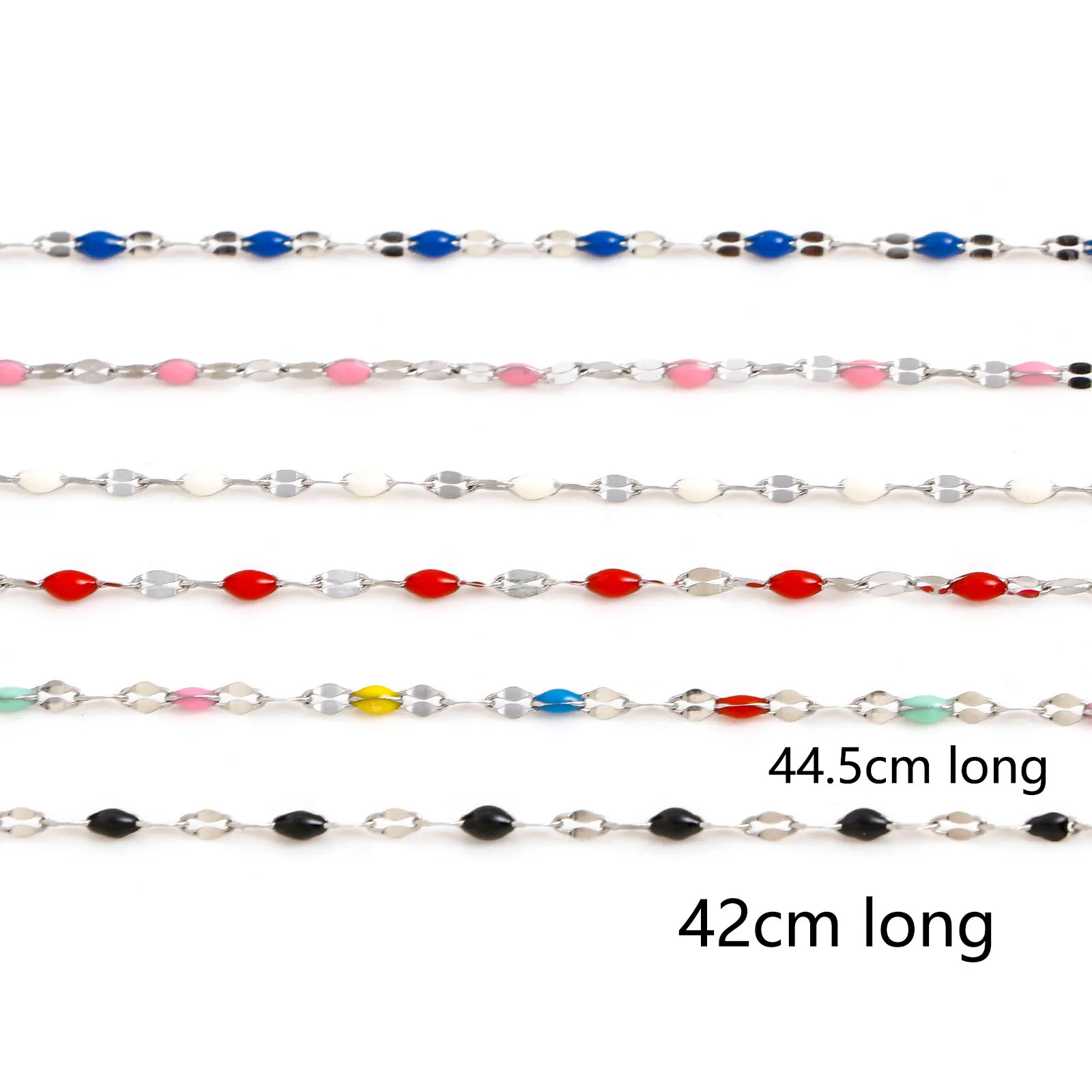 Łańcuchy 304 ze stali nierdzewnej Usta Łańcuszek Naszyjnik Do Tworzenia Biżuterii DIY Koraliki Emaliowane Metalowe Prezenty Damskie 42 cm Długie_voghion.com
