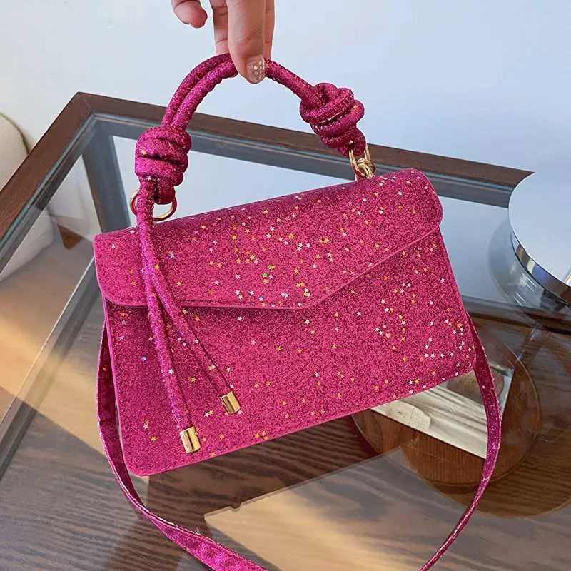 Glossy Women Handbags Solid Flap Sequins Stachels Crossbody Bag Female Summer Fashion Shiny Messenger Shoulder_voghion.com