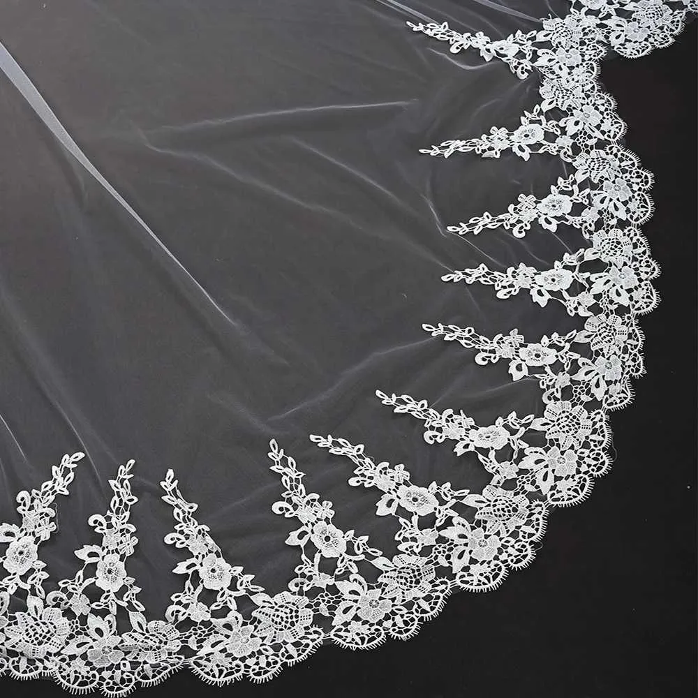 Hair Jewelry With Comb Veils Extra Long Wedding Cathedral Mantilla Bridal Veil VP80_voghion.com