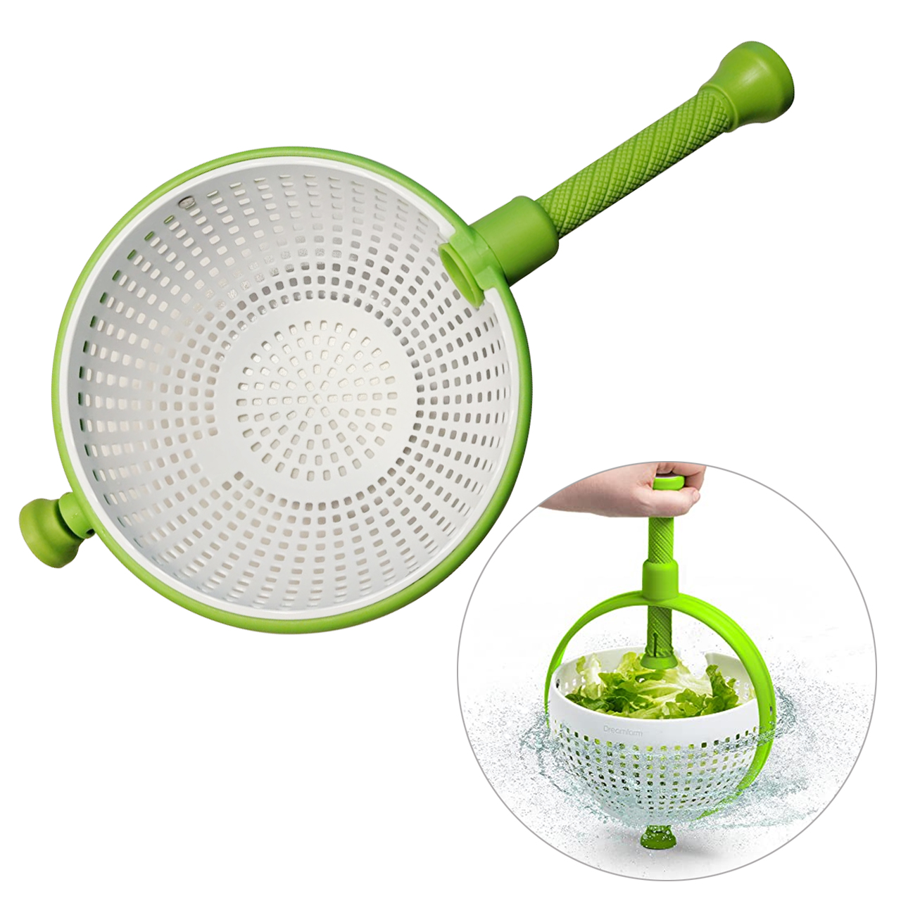 Collapsible Salad Spinner Vegetable Fruit Drainer Non-Scratch Spinning Colander Rotate Water Drainer Basket Kitchen Strainer_voghion.com