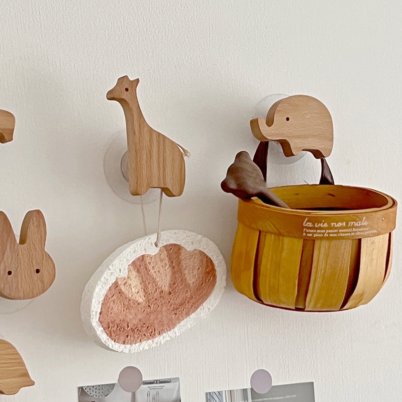 1tk Uus puidust konks Creative Nordic Cute Animal Konks Seinale riputatav Mantlikonks Kodukaunistus Täispuidust konks Köögitarvikud_voghion.com