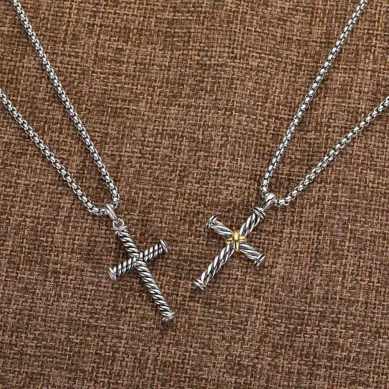Twisted Cross Pendant Necklace For Women And Men Diamond Style_voghion.com