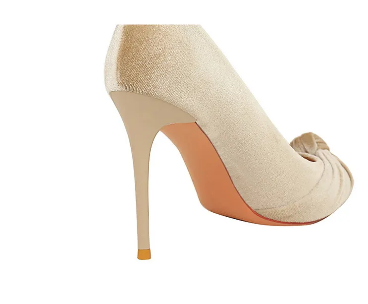 Süet Banquet Fiyonk Sivri Burun Niş Minimalist Kadın Yüksek Topuklu Ayakkabı Rahat ve Şık Çok Yönlü 10CM 34-43_voghion.com