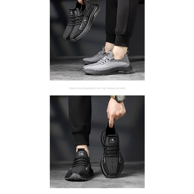 2024 Neue Sommer atmungsaktive Mesh Flyknit Laufschuhe mit weicher Sohle Trendy Sport Herren Freizeitschuhe_voghion.com