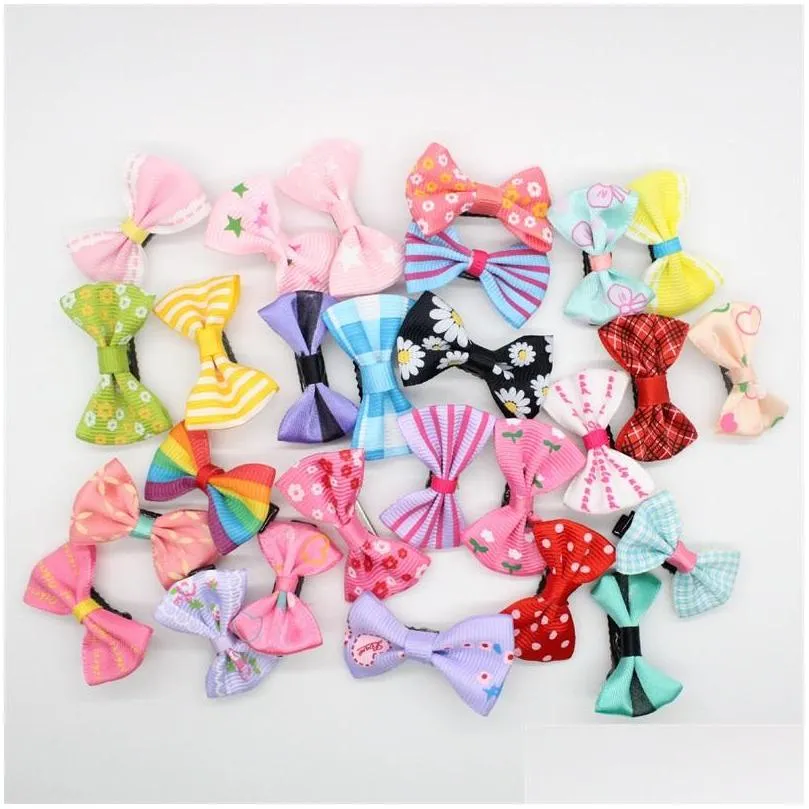 Clips Barrettes 100 Teile/los Mini Bogen Haarklammern Kinder Süße Mädchen Solide Dot/Streifen Druck Haar Clip Haarnadeln Styling Zu_voghion.com