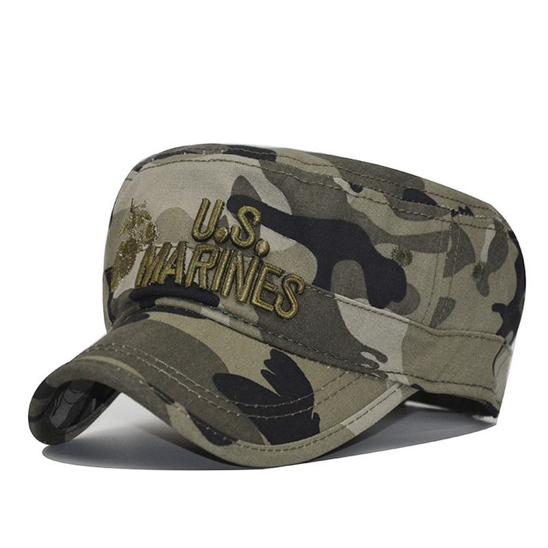 Cappellini da baseball unisex a righe mimetiche US MARINES piatti all'aperto_voghion.com