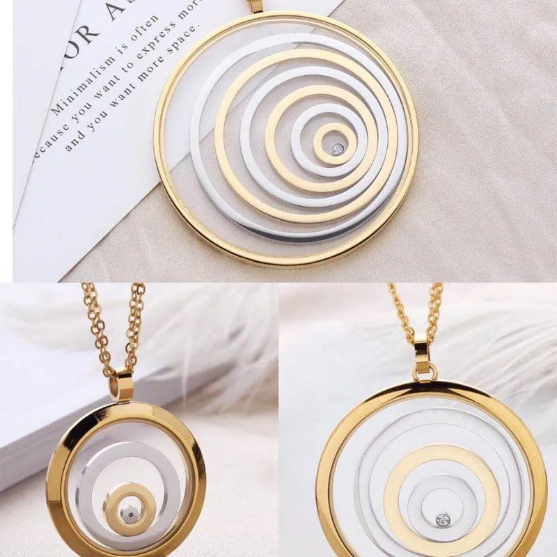Anhänger Halsketten Klassischer Europa-Schmuck Lang Für Frauen 3 Größe Glas Beweglicher Stein Charms Jahrestag_voghion.com