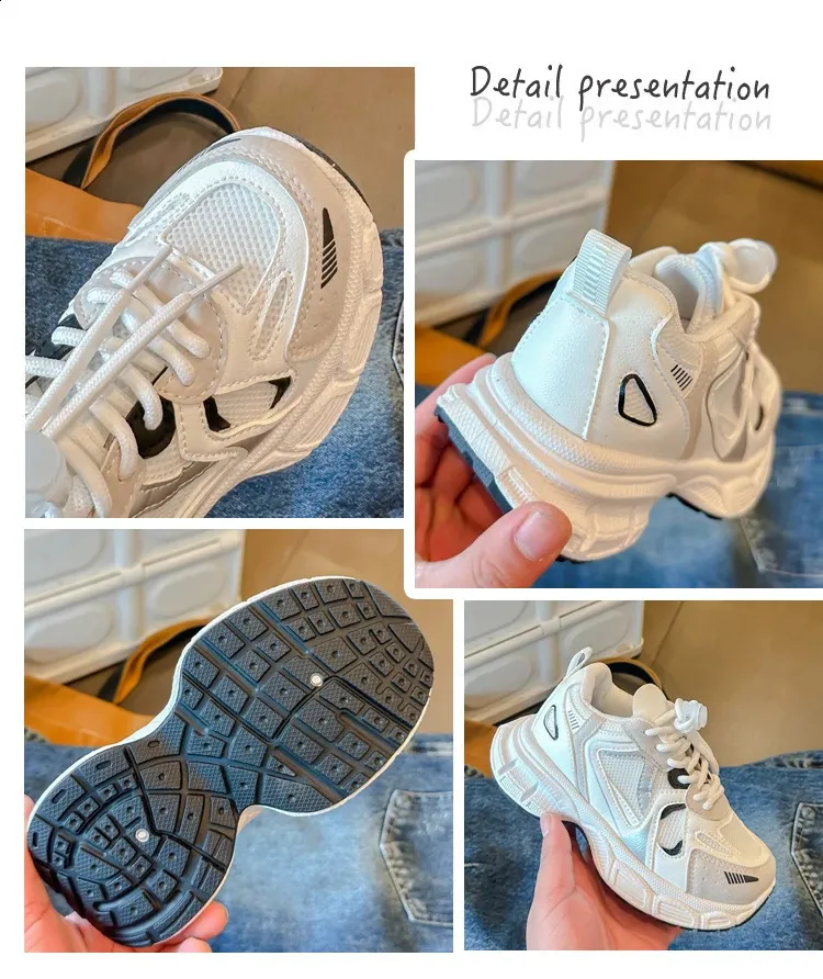 Scarpe sportive casual traspiranti per bambini, corte, paffute, bianche, a righe, con lacci, per tennis da bambini, primavera, 6-14 anni_voghion.com