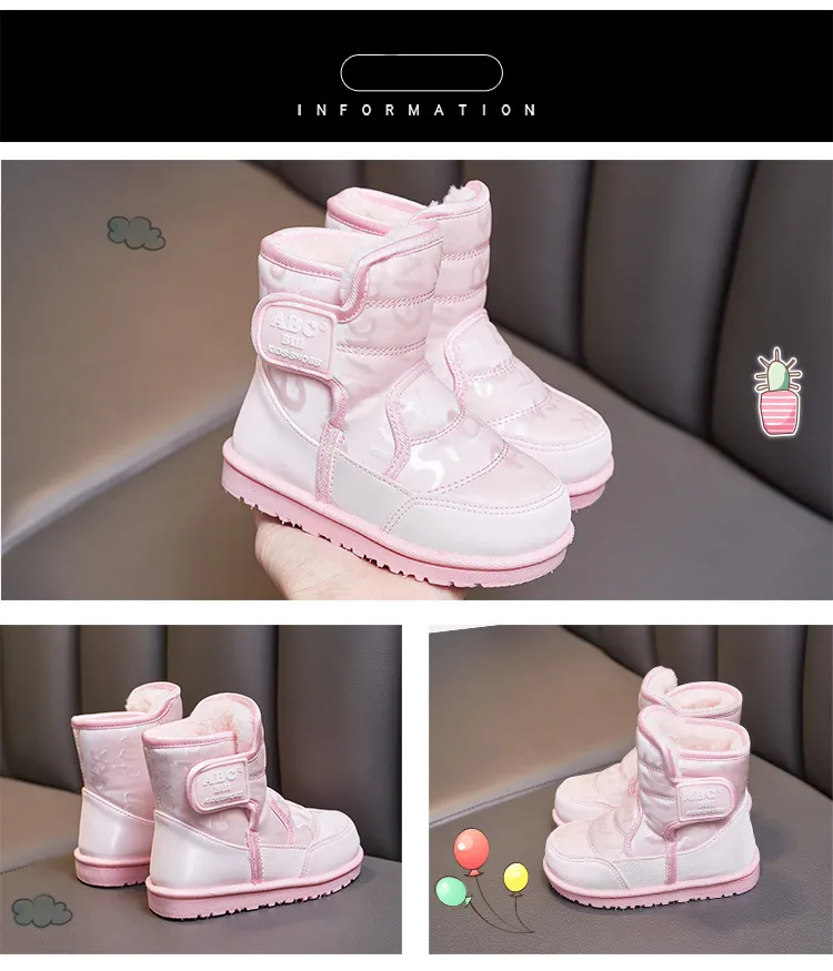 Chaussures d'hiver chaudes en peluche en coton antidérapant pour enfants, bottes de neige Happysteps pour tout-petits garçons, tailles US 5C-4Y_voghion.com