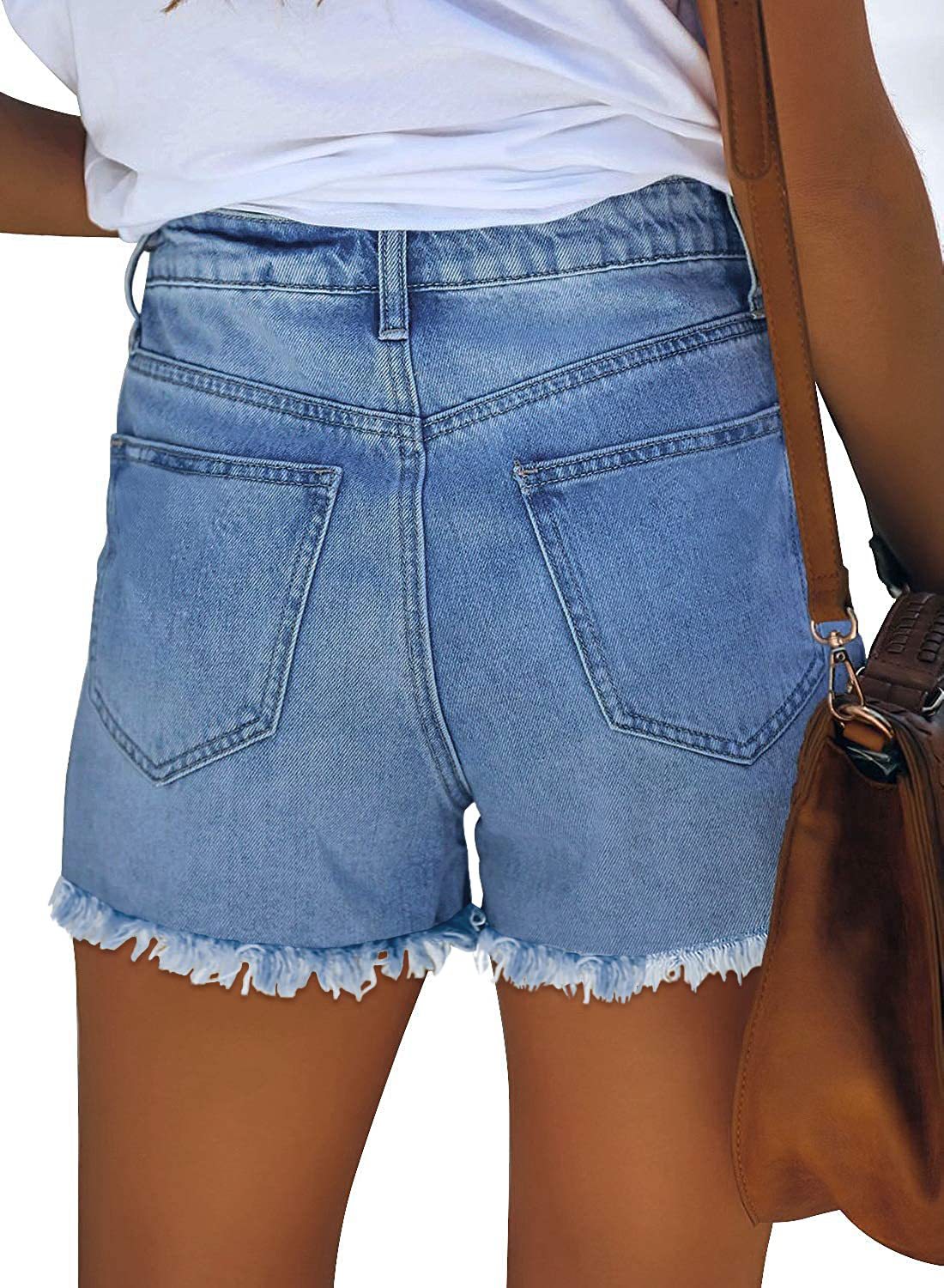 pocket stars and stripes flag ripped tassel jeans short_voghion.com