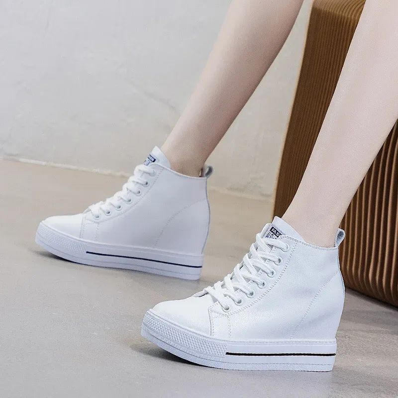 2024 Genuine Leather New Autumn Winter Lace-up High-top Women Sneaker High Heels Increase Within Wedges Casual Shoes_voghion.com