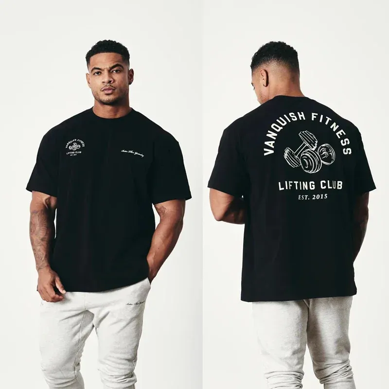 Magliette estive da uomo, per palestra, corsa, allenamento, in cotone, scollo rotondo, oversize, abbigliamento da uomo alla moda, abbigliamento fitness, top 240806_voghion.com