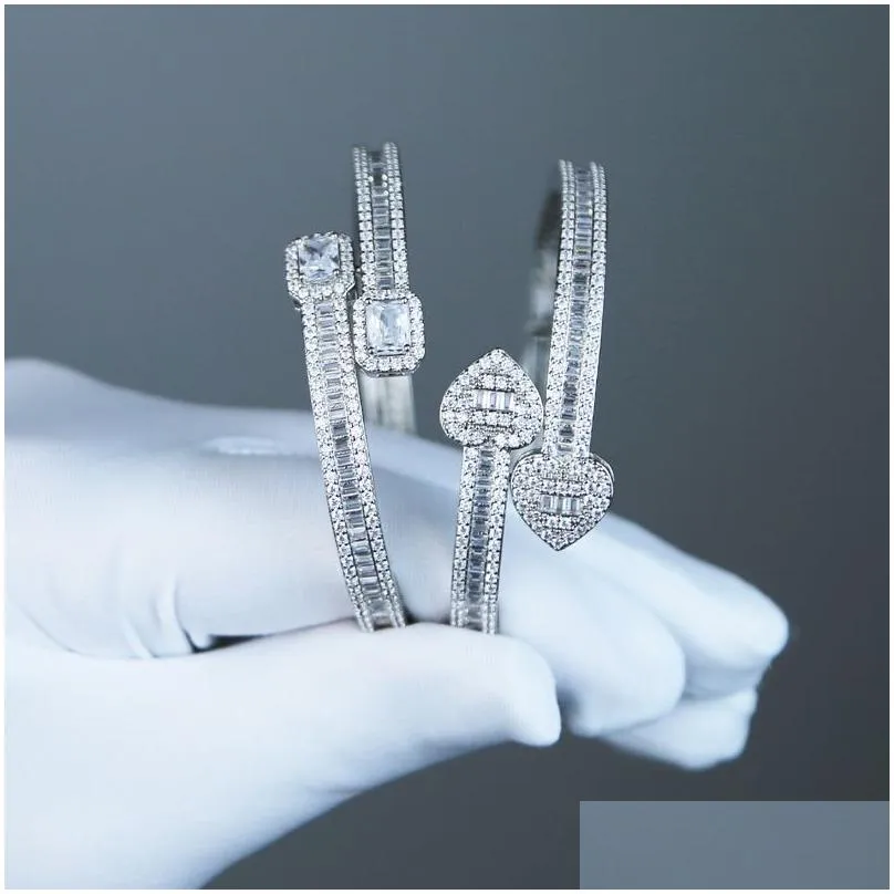 Viehätysrannekkeet Iced Out Bling Cz -kivetty sydänneliöinen klipsirannekoru kullatulla sier-päällysteellä hiphop-punk-koruilla_voghion.com