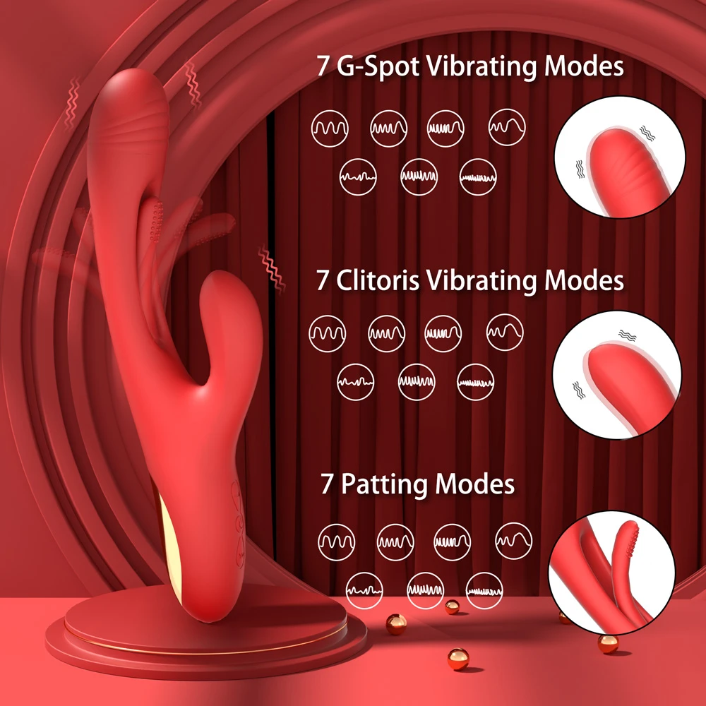 XBONP Rabbit Tapping Vibrators Vibrator Wand Silicone Rose Toy G Spot Vibrator 21 Vibrating Modes Sex Toy For Women_voghion.com