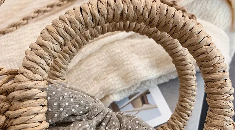Half-round Rattan Shoulder Bag Large Capacity Summer Beach Tote_voghion.com