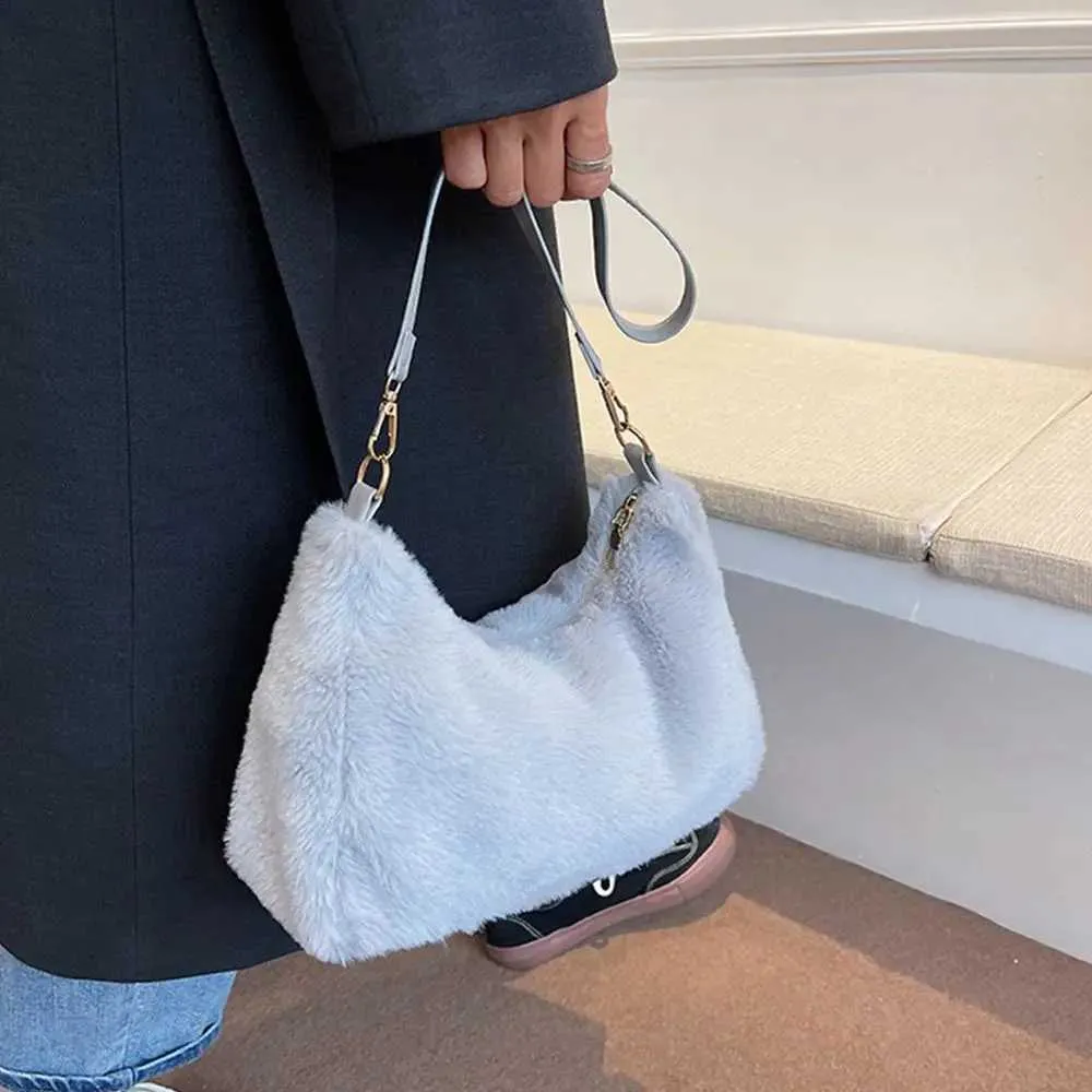 Womens Fi shoulder womens underwear bag soft plush handbag Y241025_voghion.com